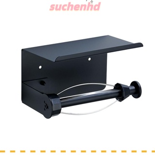 Suchenhd ที่ใส่ม้วนกระดาษทิชชู่ สเตนเลส 304 เนื้อแมตต์ สีดํา พร้อมชั้นวางของ สไตล์โมเดิร์น สําหรับห้องน้ํา