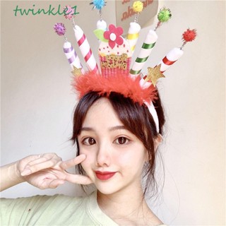 Twinkle1 ที่คาดผมวันเกิด น่ารัก สร้างสรรค์ ตลก เทียน สุขสันต์วันเกิด ตกแต่งผม ผ้าโพกศีรษะ เด็ก ผู้หญิง ที่คาดผม