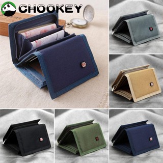 Chookey กระเป๋าสตางค์ ผ้าแคนวาส ใส่เหรียญได้สามพับ อเนกประสงค์ เหมาะกับของขวัญ แฟชั่นคลาสสิก สําหรับผู้ชาย และผู้หญิง