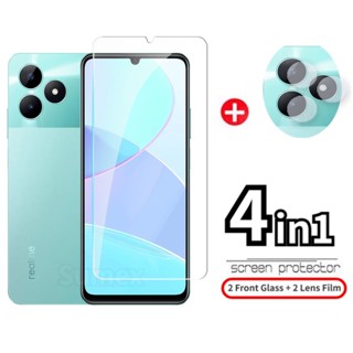 4in1 ฟิล์มกระจกนิรภัยกันรอยหน้าจอ แบบใส HD กันรอยเลนส์กล้อง สําหรับ Realme C51 NFC 2023 RMX3830 4G Realmi Realme C 51 51C C53 Realmec51