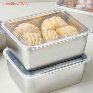 Thsun กล่องเก็บอาหาร สเตนเลส พร้อมฝาปิดพลาสติก 600 มล. สําหรับตู้เย็น ปิกนิก