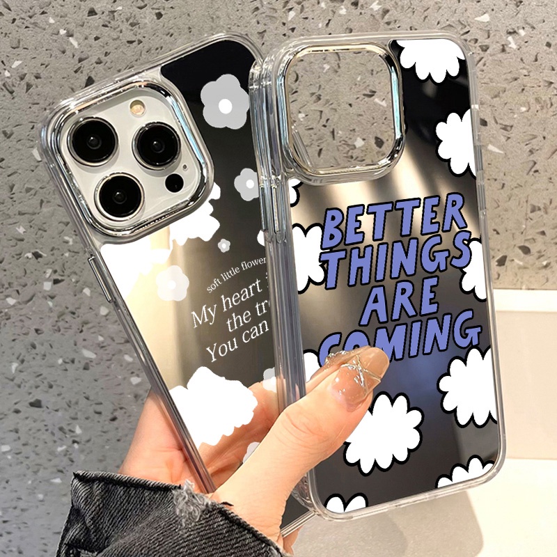 มีสินค้า หัวใจของฉัน เคสป้องกันโทรศัพท์มือถือ TPU ป้องกันการล่มสลายพร้อมกระจกแต่งหน้า For iPhone 11 14 15 12 13 Pro Max