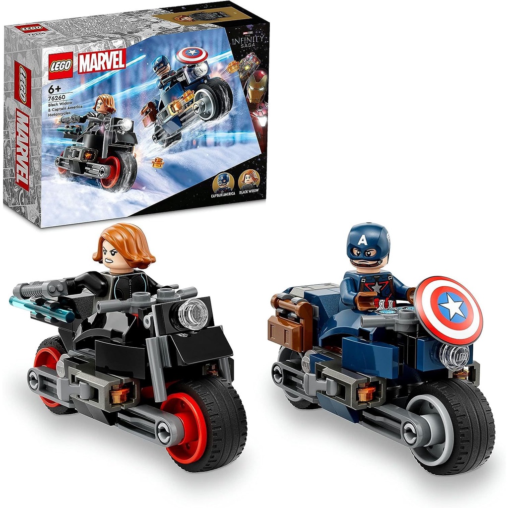 LEGO Super Heroes Marvel Black Widow and Captain America Touring 76260 Toy Blocks, Present, American Comics, Superhero,