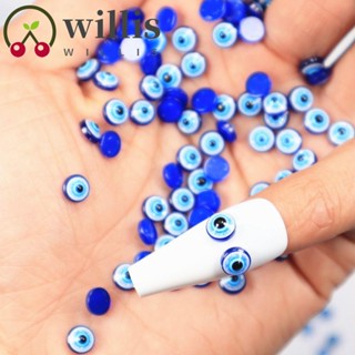 Willis อุปกรณ์ตกแต่งเล็บ เรซิน ทรงกลม ตาชั่วร้าย 3D สีฟ้า แฟชั่น สําหรับตกแต่งเล็บ 20 ชิ้น