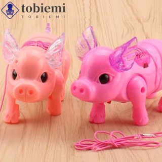 Tobiepz ของเล่นฟิกเกอร์หมูเดิน ใช้แบตเตอรี่ไฟฟ้า สีชมพูอ่อน สําหรับเด็ก