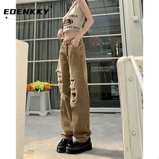 EOENKKY กางเกงขายาว กางเกงยีสน์ผู้หญิง ทรงหลวม ๆ ตรง Retro Hip Hop Pants 2023 NEW Style A27L0AB 35Z230901