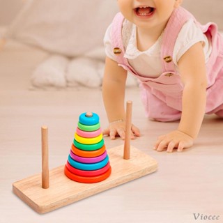 [Viocee] แหวนไม้ สีรุ้ง ของเล่นฝึกสมอง สําหรับเด็กผู้ชาย และเด็กผู้หญิง