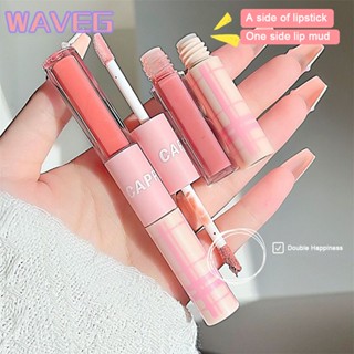 Wave 【ลดราคา 99 】 1/3 ชิ้น Cappuvini Romantic Double-headed Lip Glaze Matte Lipstick โปร่งใสกันน้ำและทนทาน