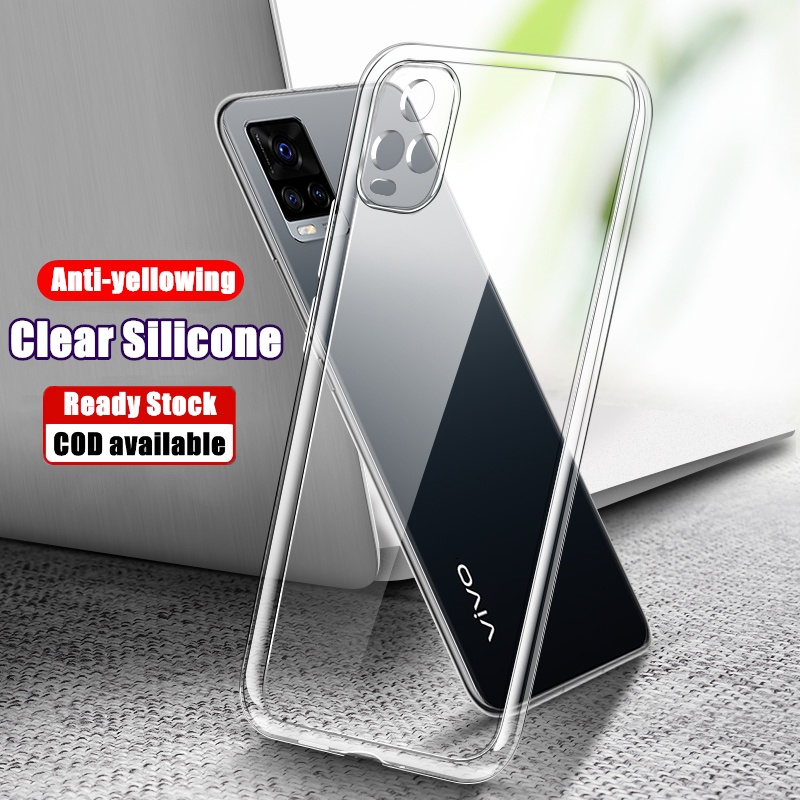เคสโทรศัพท์มือถือ ซิลิโคนนุ่ม TPU ใส กันกระแทก สีเหลือง สําหรับ Vivo V20 Pro Vivo 2018