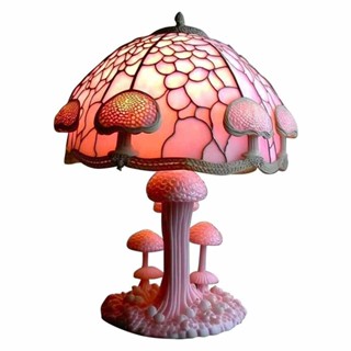 Table Night Lamp Series Plant Stained Glass Resin Mushroom Bohemian