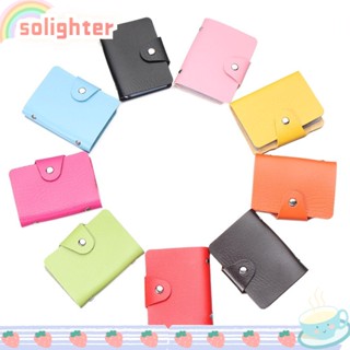 Solighter ใหม่ กระเป๋าใส่บัตรแฟชั่น 24 บิต สีพื้น