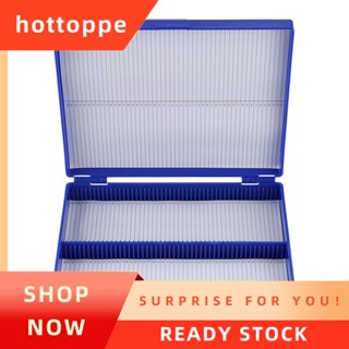 【hottoppe】กล่องกล้องจุลทรรศน์สไลด์ พลาสติก ทรงสี่เหลี่ยมผืนผ้า สีฟ้า 100 ชิ้น