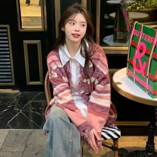 2023เสื้อคลุมไหมพรม คาร์ดิแกน ฤดูหนาวใหม่เสื้อหลวมแขนยาว