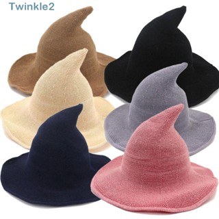 Twinkle หมวกแม่มด หมวกขนสัตว์ สีพื้น พับได้ ให้ความอบอุ่น สําหรับปาร์ตี้ฮาโลวีน