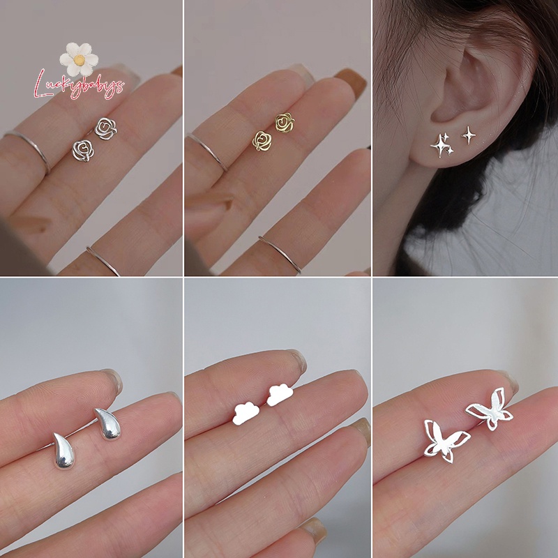 Luckybabys> 1 คู่ Minimalist Silver s Ear Studs Little Cherry Small Love Heart ต่างหูผู้หญิงต่างหูของขวัญใหม่