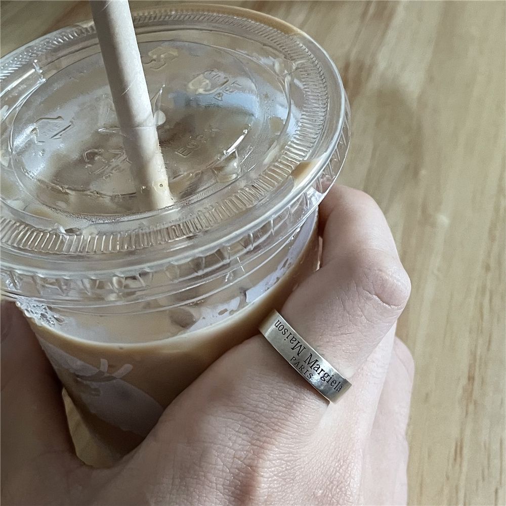 พร้อมส่ง * แหวนเงิน 925 ถอยหลังอัตโนมัติ สไตล์ Margiela ของแท้ สําหรับคู่รัก - รูปที่ 5