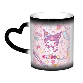 Sanrio Kuromi แก้วกาแฟเซรามิค เปลี่ยนสีได้ ทนความร้อน แปลกใหม่ ตลก สําหรับผู้หญิง ของขวัญ