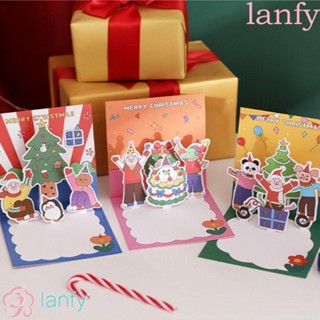 Lanfy การ์ดอวยพร ลายสโนว์แมน 3D พร้อมซองจดหมาย ของขวัญปีใหม่ สําหรับปาร์ตี้คริสต์มาส