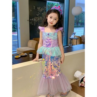 Shopkeepers selection# girls mermaid dress 2023 new mermaid Ji fishtail dress Western style dress childrens sequined princess dress 9.5N