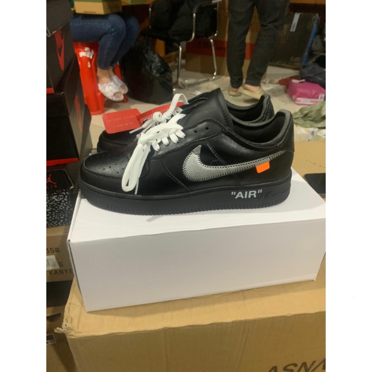 2023New Off-White x N-I-K-E Air Force 1 Low Black Silver AF1รองเท้าผ้าใบรองเท้าวิ่ง AV5210-100