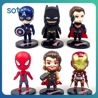 ♫ อุปกรณ์ตกแต่งเค้ก Marvel Avengers Alliance Batman Spiderman Iron Man ตุ๊กตารูปตุ๊กตาของเล่นสำหรับเด็กตกแต่งเค้ก