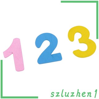 [Szluzhen1] ตัวเลขอาหรับไม้ หลากสี พร้อมถาดเก็บ ของเล่นตัวเลข 02-60 ชิ้น 60 ชิ้น