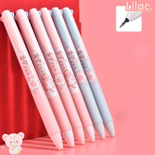 Lilac ปากกาหมึกเจล 0.5 มม. ลายแมวพีชน่ารัก 4 สี 6 ชิ้น ต่อชุด