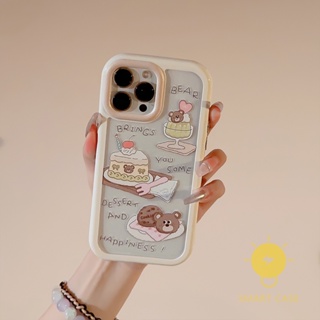 For เคสไอโฟน 14 Pro Max [Bear Sweet Cake Cute] เคส Phone Case For iPhone 14 Pro Max Plus 13 12 11 X XS Max XR For เคสไอโฟน11 Ins Korean Style Retro Classic Couple Shockproof Protective TPU Cover Shell