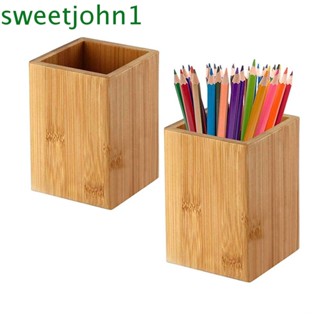 Sweetjohn กล่องใส่ปากกา ดินสอ แบบไม้ไผ่ อเนกประสงค์ สําหรับบ้าน ออฟฟิศ