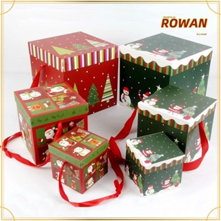 Rowans กล่องของขวัญคริสต์มาส ทรงสี่เหลี่ยม สําหรับตกแต่งหน้าต่าง 3 ชิ้น