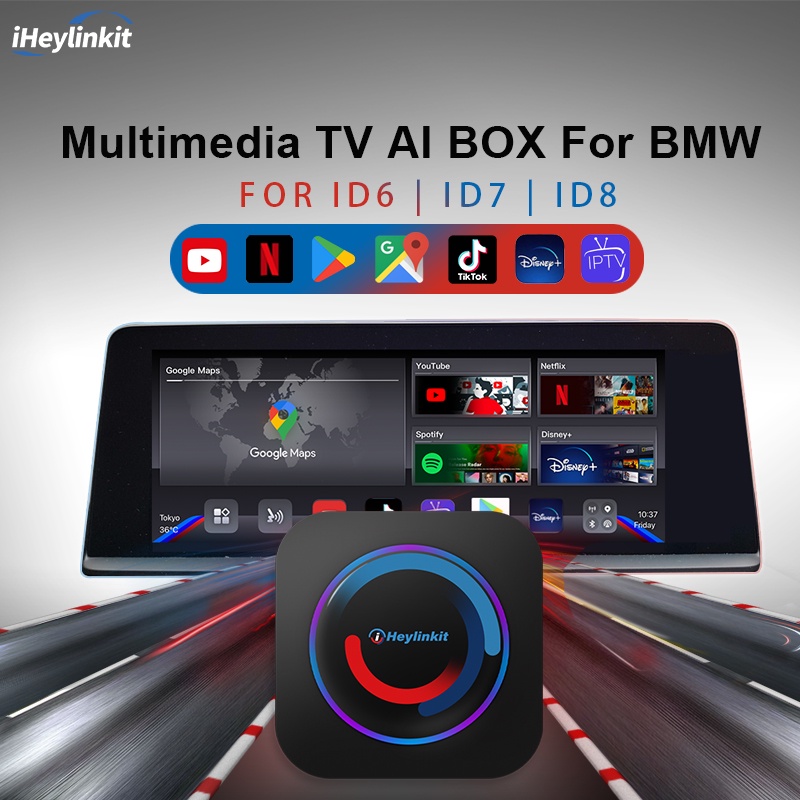 Iheylinkit Carplay Ai Box Android 10 ระบบ Iptv Netflix Youtube ในตัว Gps Pluy and Play 4G Lte บลูทูธคู่ สําหรับ BMW ID6 ID7 ID8