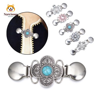 Narcissus คลิปหนีบเสื้อคาร์ดิแกน สีเขียวขุ่น สไตล์เรโทร ของขวัญฤดูหนาว