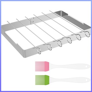 ชั้นวางไม้เสียบบาร์บีคิว สเตนเลส พร้อมไม้เสียบ 6 ชิ้น และแปรง 2 ชิ้น SHOPSBC9615