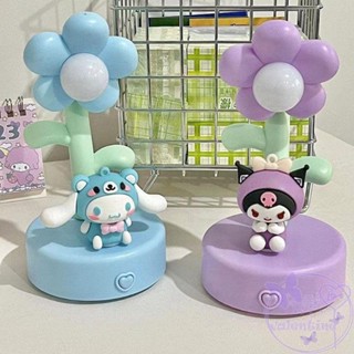 โคมไฟตั้งโต๊ะ ลายการ์ตูนอนิเมะ My Melody Cinnamoroll Atmosphere Kawaii ประดับโบว์ ดอกไม้ แบบสร้างสรรค์ สําหรับตกแต่งข้างเตียง วันวาเลนไทน์