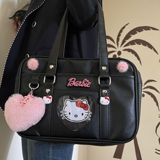 กระเป๋าสะพายไหล่ เครื่องแบบนักเรียน ลาย Hello Kitty สําหรับเด็กผู้หญิง y2k