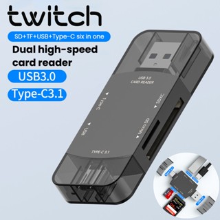 Twitch 6 in 1 อะแดปเตอร์การ์ดรีดเดอร์ USB 3.0 เป็น Type C SD TF สําหรับ Windows PC แล็ปท็อป โทรศัพท์มือถือ