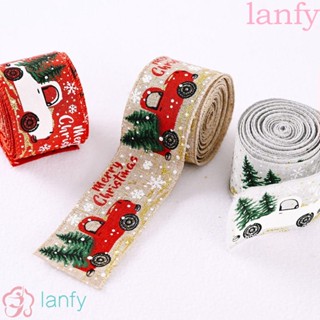 Lanfy พวงหรีดริบบิ้นผ้า คลาสสิก พร้อมสาย สําหรับตกแต่งคริสต์มาส DIY