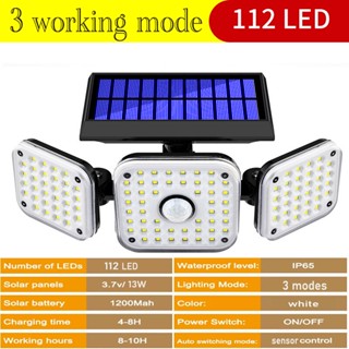 โคมไฟติดผนัง LED พลังงานแสงอาทิตย์ กันน้ํา หมุนได้ สามหัว เซนเซอร์ร่างกายมนุษย์ สําหรับสวนกลางแจ้ง 2020