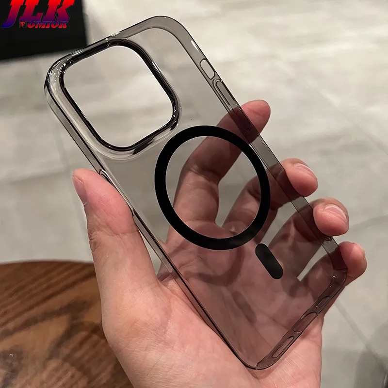 [JLK] เคสพีซีแบบแข็งโปร่งใสบางเฉียบสําหรับ iPhone 16 15 14 13 12 11 Pro Max Plus ชาร์จไร้สายฝาครอบใสแม่เหล็ก