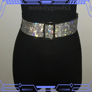 MELODYGOODS1 Bling Bling Diamond Belt พังก์สตรีทไนท์ปาร์ตี้กลิตเตอร์กางเกงวงดนตรี