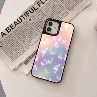 Casetify X เคสโทรศัพท์มือถือ PC แข็ง กันกระแทก ลายผีเสื้อ สีเงิน กระจกสีดํา สําหรับ iPhone 15 14 13 12 11 Pro MAX IX XS MAX XR 6 6s 7 8 Plus