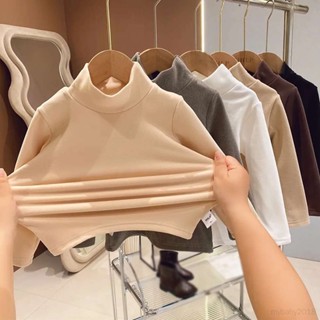 เสื้อเบลาส์แขนยาว คอสูง ผ้าฝ้าย สําหรับเด็กผู้หญิง