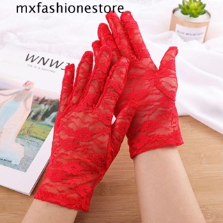 Mxfashione ถุงมือผู้หญิง กลางแจ้ง ฤดูร้อน ป้องกันมือ Jacquard โลลิต้า ขี่จักรยาน สั้น ลูกไม้ ถุงมือ