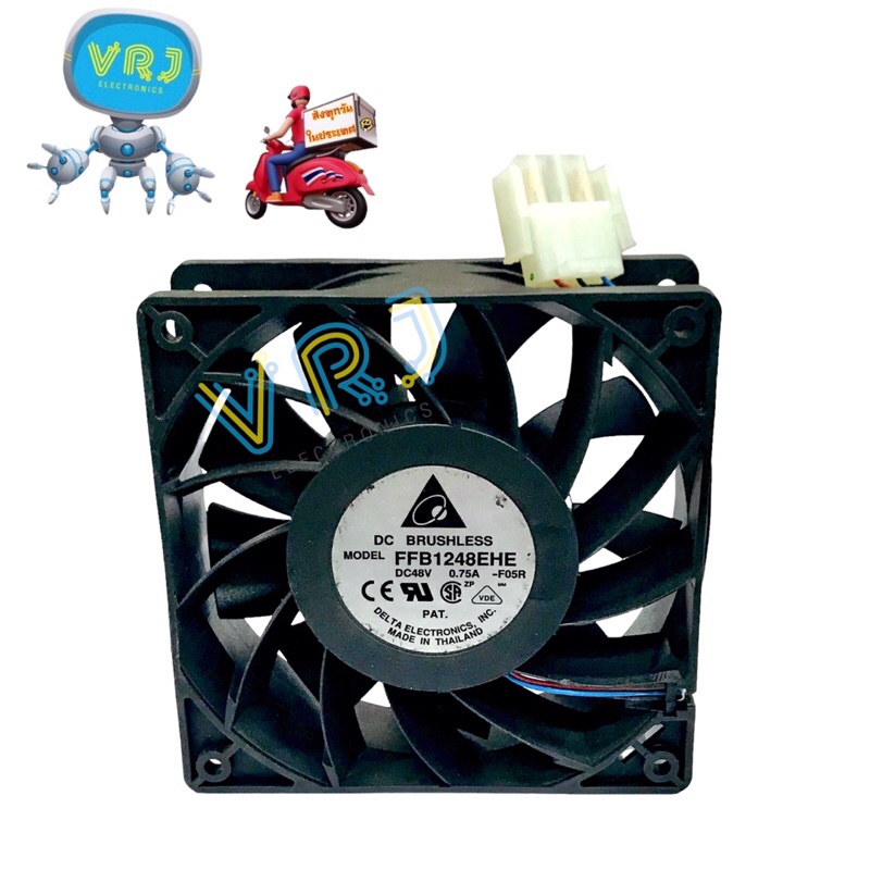 Fan พัดลม 4”1/2 DC48V รุ่น FFB1248EHE- DC48V-0.75A พัดลมระบายอากาศ ระบายความร้อน