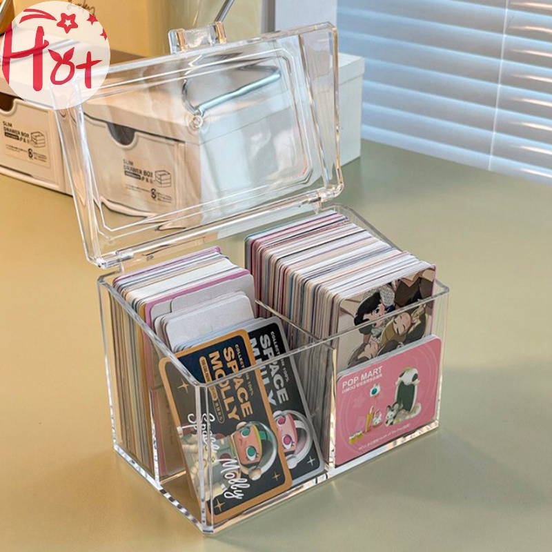 Ge กล่องอะคริลิคใส 400 โปสการ์ด 12×10.5 ซม. พร้อม 2 ช่อง สําหรับโปสการ์ด รูปภาพ