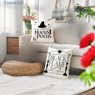 Twinkle ปลอกหมอนอิง ผ้าลินิน ทนทาน ลายแมวดํา 45x45 ซม. สําหรับตกแต่งบ้าน ในร่ม ฮาโลวีน