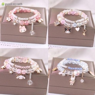 Kuromi Melody Cinnamoroll สร้อยข้อมือลูกปัดคริสตัลหินธรรมชาติสําหรับเด็กผู้หญิง