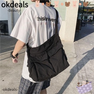 Okdeals กระเป๋าสะพายไหล่ กระเป๋านักเรียน ผ้าแคนวาส สําหรับผู้หญิง