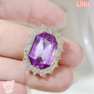 Lilac กระดุมคริสตัล พลอยเทียม สีม่วง หรูหรา ขนาด 20*17 มม. สําหรับตกแต่งเสื้อผ้า 50 ชิ้น