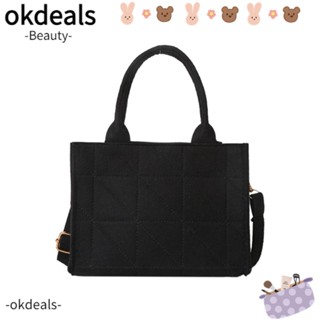 Okdeals กระเป๋าสะพายไหล่ ผ้าสักหลาด แต่งซิป ทรงสี่เหลี่ยม สีพื้น สําหรับผู้หญิง